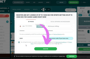 22bet Registration Step 3